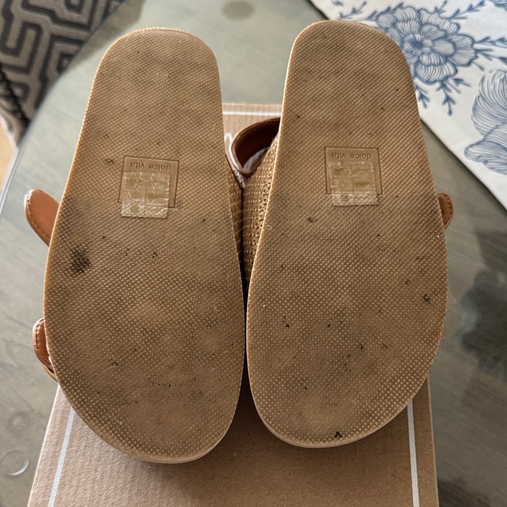 Dolce Vita Natural Tan Woven Buckle Platform Sandals - Picture 10 of 13